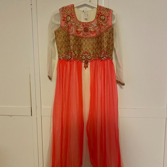 Gorgeous Pink & Cream Indian Pakistani Dress sz34